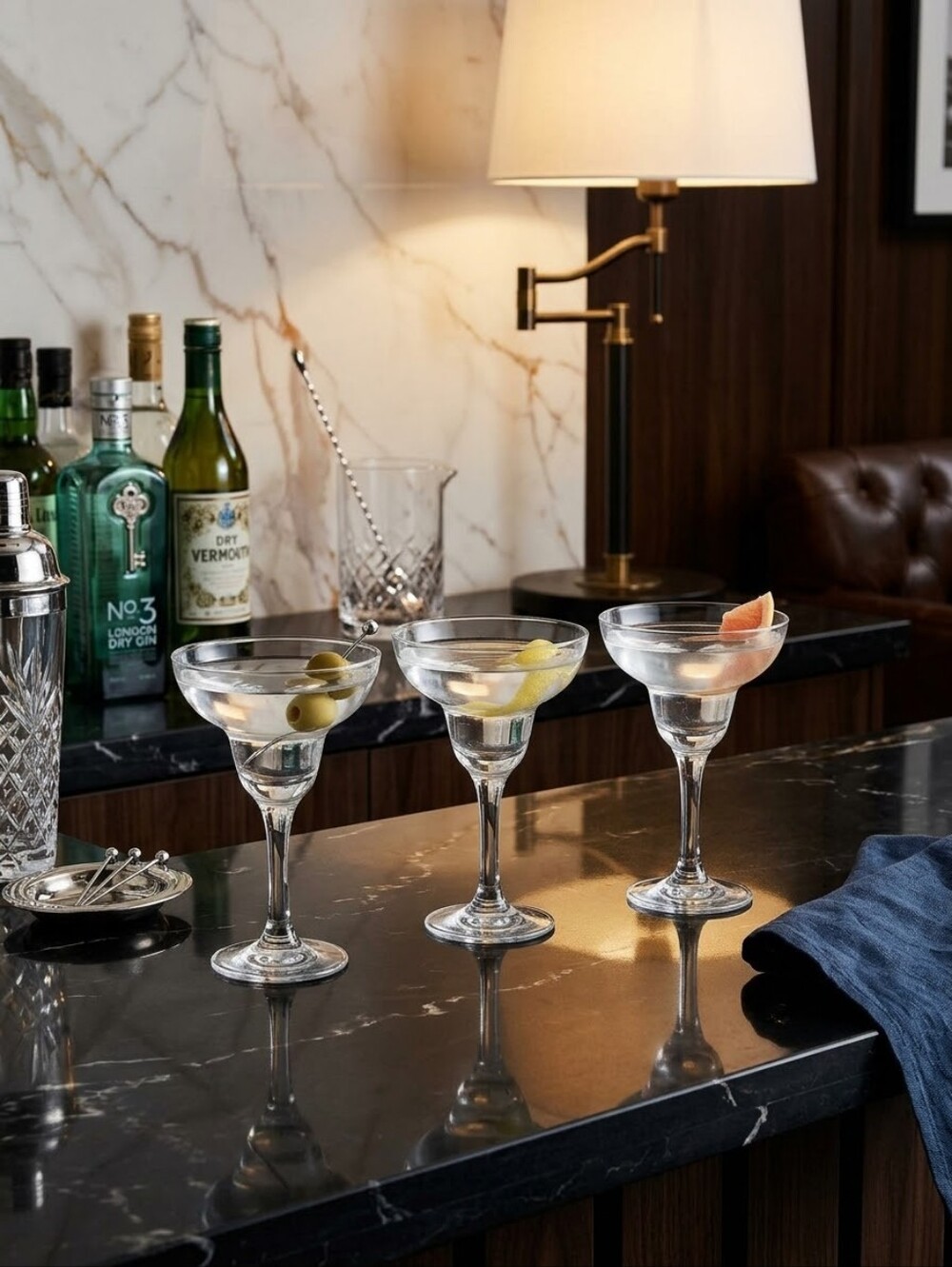 Classic Clear Martini Glasses - Set of 3